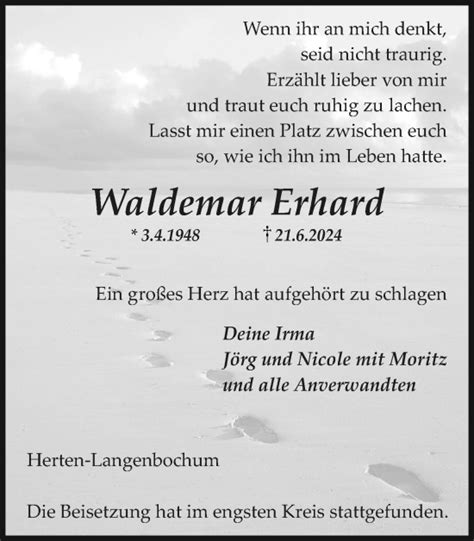 Traueranzeigen Von Waldemar Erhard Sich Erinnernde