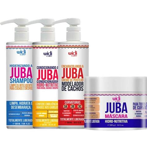 Kit Juba Shampoo Condicionador Mascara E Encaracolando A Juba Widi Care