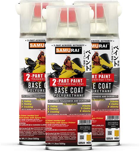 SAMURAI 2 Part Polyurethane Super Bike Base Coat Spray Paint BLACK