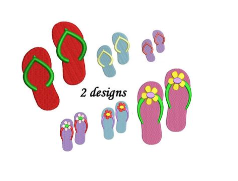 Flip Flops Embroidery Design 2 Designs Multiple Sizes Instant Download