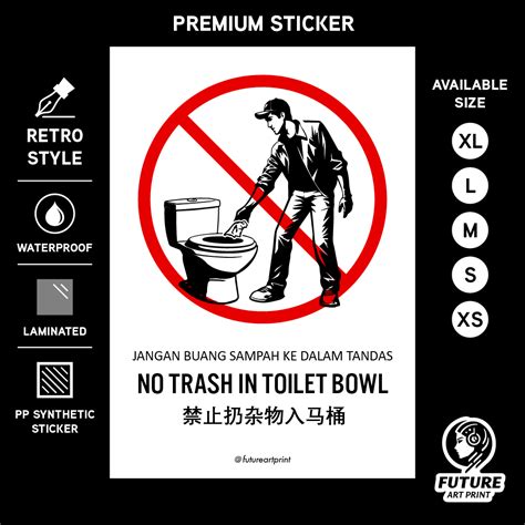 No Trash In Toilet Bowl Jangan Buang Sampah Ke Dalam Tandas