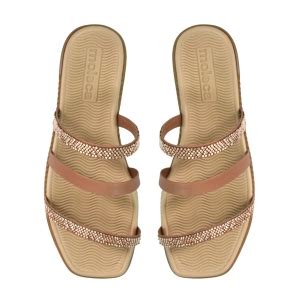 Chinelo Moleca Rasteiro Tr S Tiras Feminino Nude Strass Godiva Cal Ados