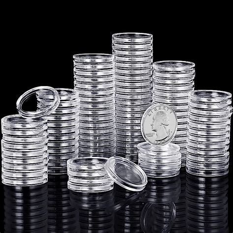 Hicarer 500 Pcs 25 Mm Coin Holder Capsules Clear Round Plastic Coin