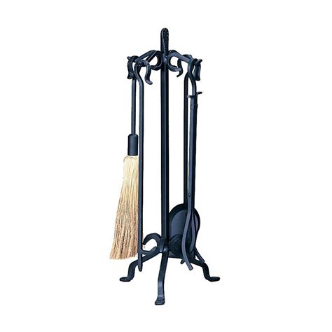 Uniflame Heavy Weight Black Wrought Iron 5 Piece Fireplace Tool Set F