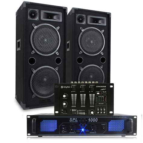 Max 10 Dual Passive DJ Speakers Pair Mixer SPL 1000 Amplifier