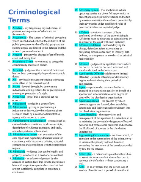 Criminological Terms Criminological Terms Accident Any Happening