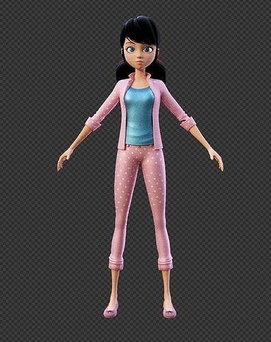 Miraculous Marinette In Pink Animated Rigged Aaa Copy 3d Model Animated