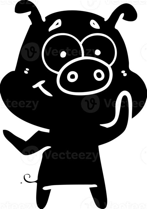 happy cartoon pig solid black icon 41039218 PNG