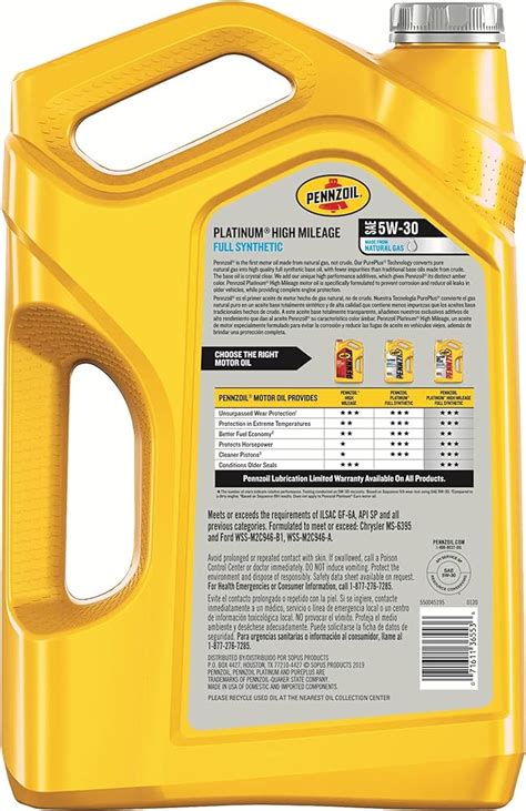 Pennzoil Platinum Euro Sae Full Synthetic Motor Oil W Off