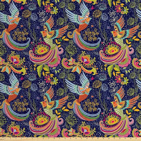 Amazon Ambesonne Asian Fabric By The Yard Cartoon Style Abstract