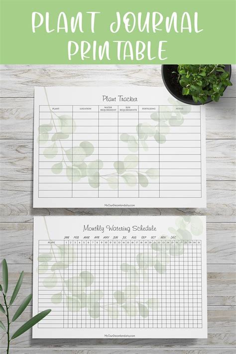 House Plants Journal Printable Plant Care Planner Plant Watering