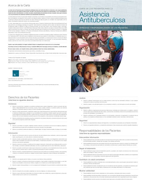 Carta De Derechos Y Responsabilidades Del Paciente Con Tuberculosis