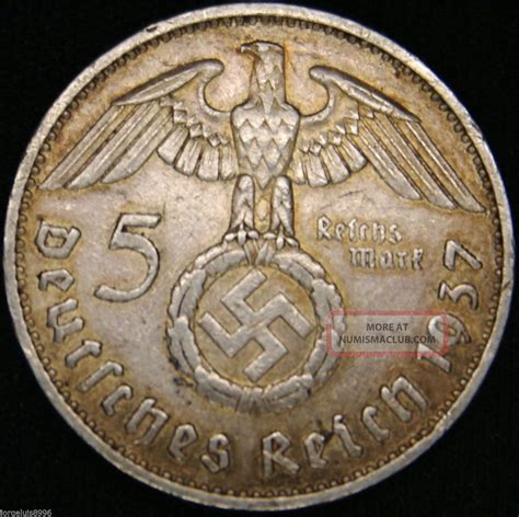 German Nazi Silver Coin Rm F Big Swastika