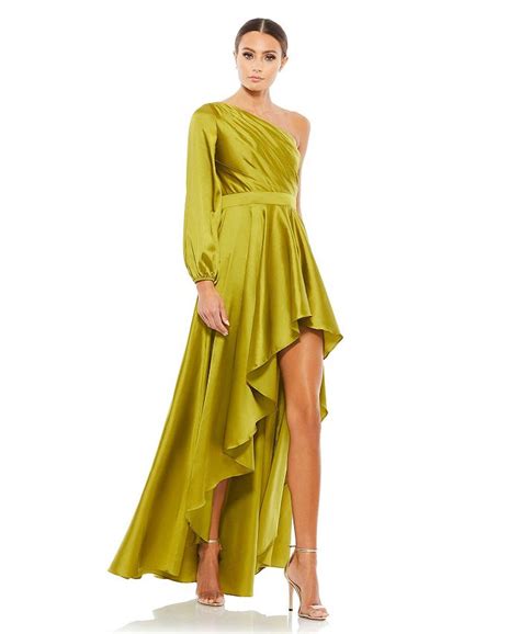 Mac Duggal Womens Ieena High Low One Shoulder Flowy Gown Macys