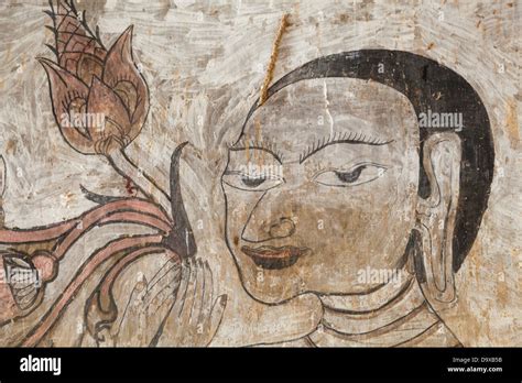 Myanmar Bagan Sulamani Temple Ancient Interior Wall Painting Stock