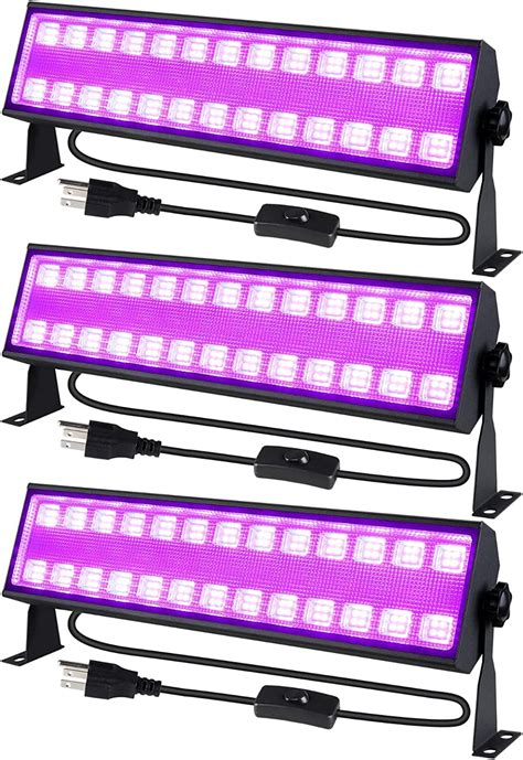 Pack Upgraded W Black Light Bar Blacklight Flood Light With