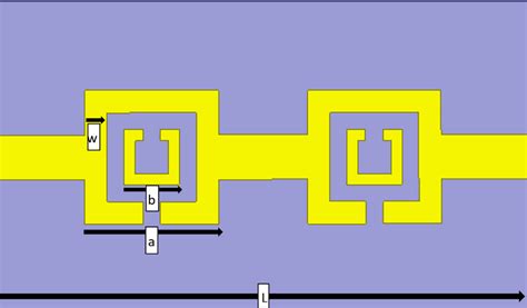 Band Pass Filter Design (L=24, a=6, b=2.5, w=1, in mm) | Download Scientific Diagram