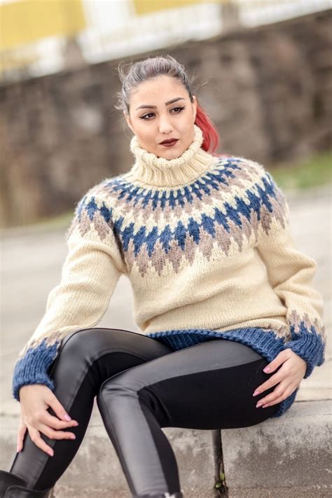 Lopi Wool Sweater Icelandic Sweater Hand Knitted Sweater Etsy