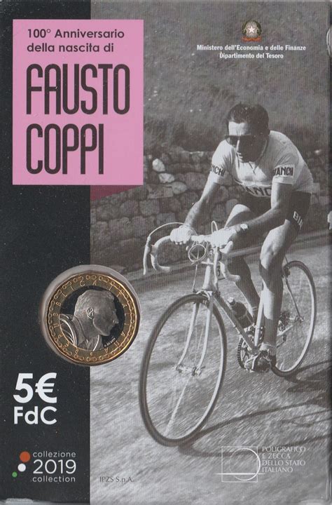 2019 Italia 5 100 Nascita Di Fausto Coppi Bimetallica Folder