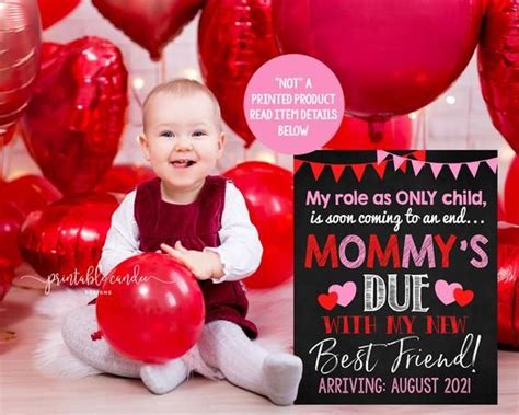 Pink Big Sister Announcement Valentines Day Sign Promoted To Big Sis