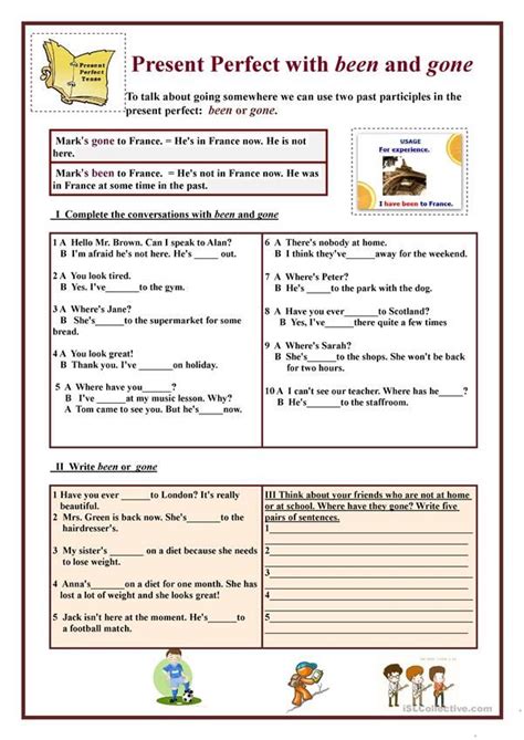 Present Perfect With Been And Gone English Esl Worksheets For