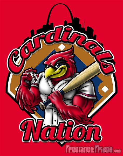 Cardinal Mascot Baseball T Shirt Design Freelance Fridge