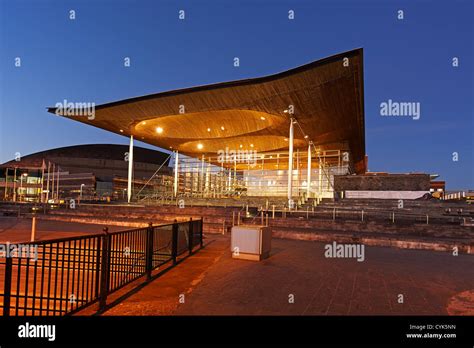 The Senedd National Assembly Building Cardiff Bay Wales Uk Stock