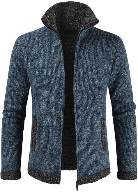 Chaqueta de suéter de Cuello Alto para Hombre Color sólido Espesar A