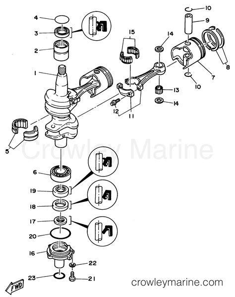 CRANKSHAFT PISTON 1996 Outboard 40hp C40MSHU Crowley Marine