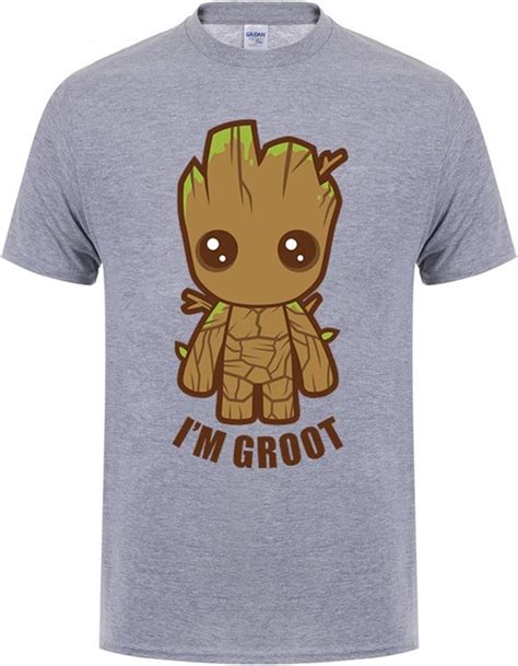 Marvel Amonkui Funny I Am Groot T Shirts Men Short Sleeve O