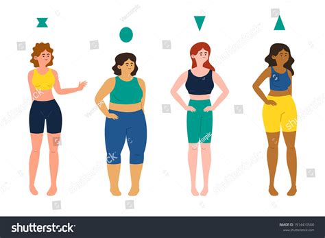 Cartoon Types Female Body Shapes Collection Stock Vector Royalty Free