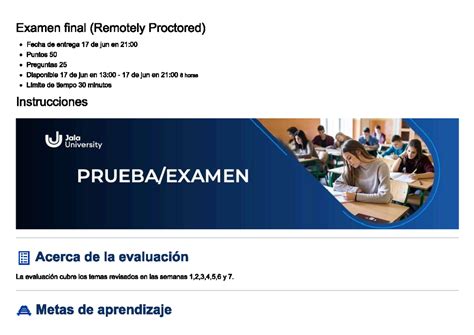 Examen Final A Metas De Aprendizaje Examen Final Remotely Proctored