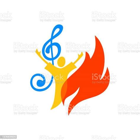 Music Logo Christian Symbols The Believer Worships Jesus Christ Sings The Glory To God Stock