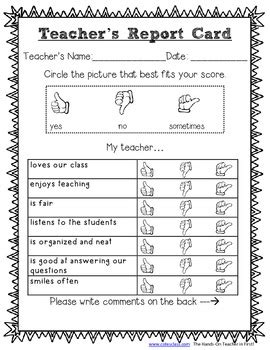 Teacher Report Card for Elementary Students by The Hands On Teacher in ...