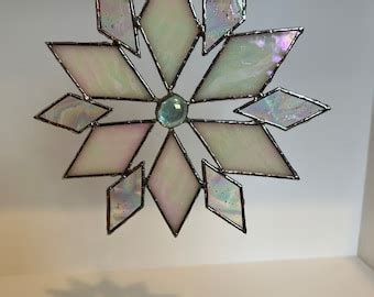 Stained Glass Snowflake Ornament Suncatcher Mirror Dangle Clear