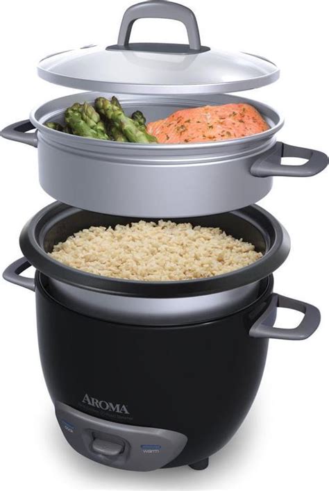 Aroma Arc 743 1ngb 3 Cup Uncooked6 Cup Cooked Pot Style Rice Cooker And Food Steamer Black