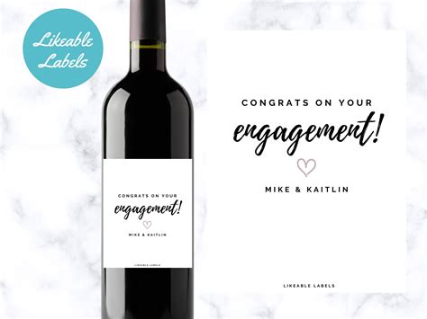 Personalized Engagement Wine Label Custom Engagement Wine Etsy