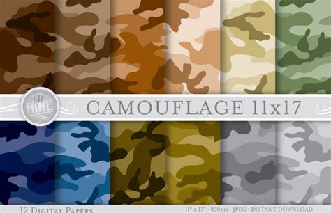 Camouflage Digital Paper Pack 11 X 17 Pattern Etsy Digital Paper