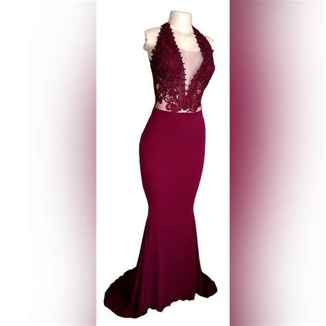 Burgundy Illusion Bodice Soft Mermaid Matric Farewell Dress Marisela