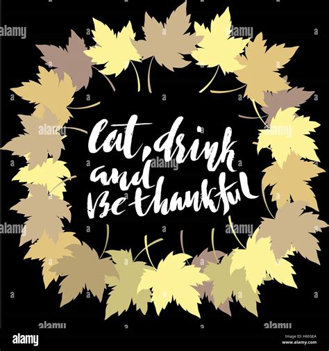 Happy Thanksgiving With Text Greeting And Autumn Leaves Frame Vector