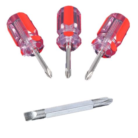 Mini bidirectional interchangeable head screwdriver pillips & flat tip ...