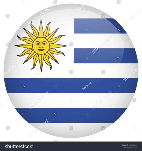 Uruguay Round Flag Glossy Icon Royalty Free Stock Vector