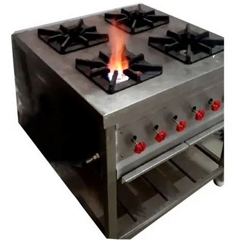 Lpg Stainless Steel Four Burner Chinese Cooking Range For Hotel And