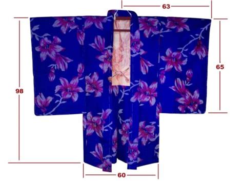 Lovely Vintage Purple Blue Meisen Silk Floral Design Naga Haori