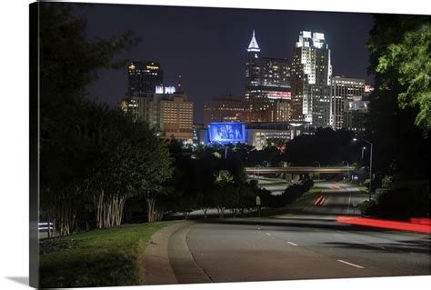 Raleigh Skyline At Night North Carolina Wall Art Canvas Prints