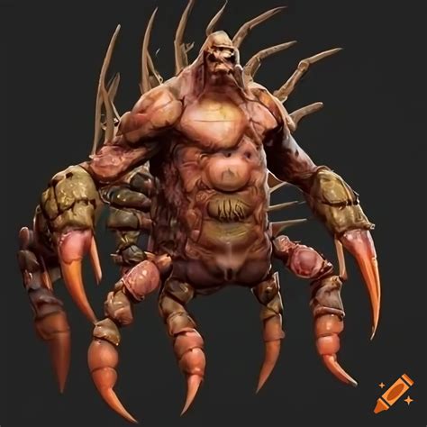 Crab Man With Scorpion Tail Rpg Game Enemy With Extreme Detail And