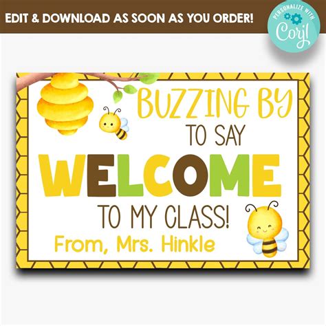 Editable Just Buzzing By To Say Welcome To My Class Postcard Hello From