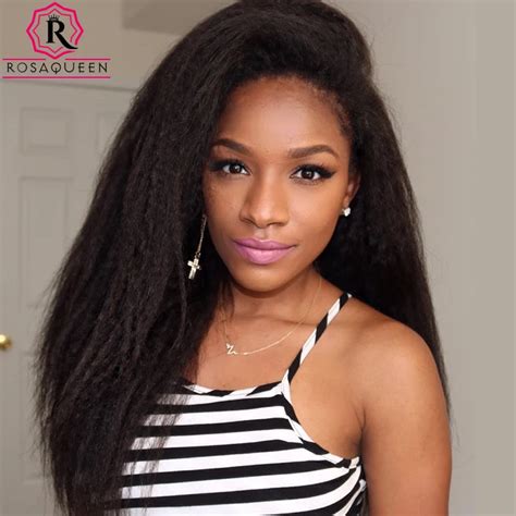 Glueless Lace Front Human Hair Wigs Kinky Straight Virgin Brazilian