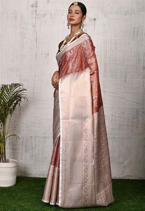 Buy Kanchipuram Saree In Copper Online Sbsa347 Utsav Fashion