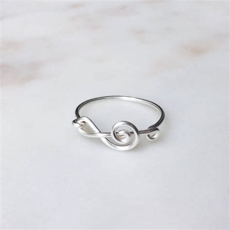 Silver Sideways Treble Clef Ring Treble Clef Ring Sterling Etsy Uk